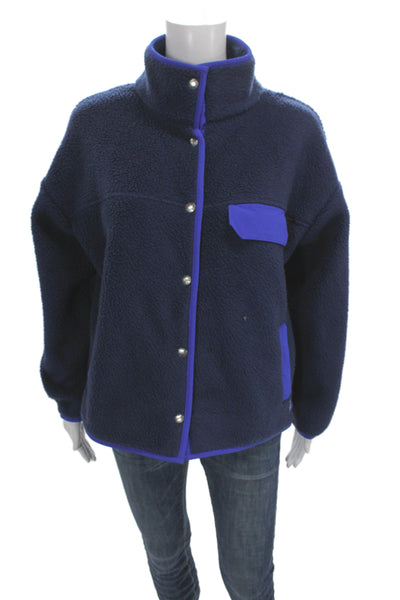 The North Face Womens Blue Basic Jacket Snap Closure Size M