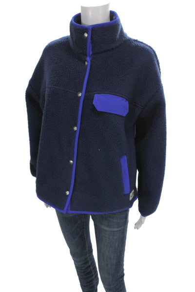 The North Face Womens Blue Basic Jacket Snap Closure Size M