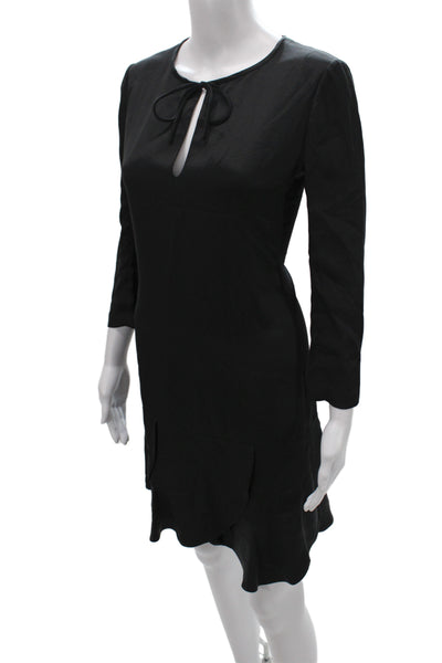 Chloe Women Silk Black Shift Dress Long Sleeve Above Knee Size 36