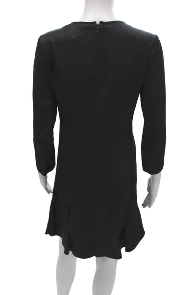Chloe Women Silk Black Shift Dress Long Sleeve Above Knee Size 36