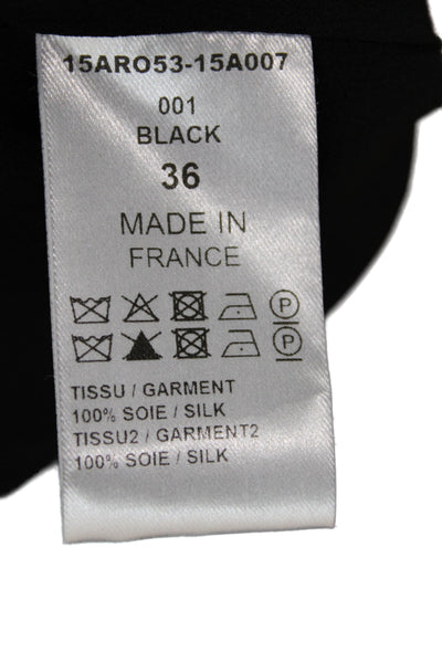 Chloe Women Silk Black Shift Dress Long Sleeve Above Knee Size 36