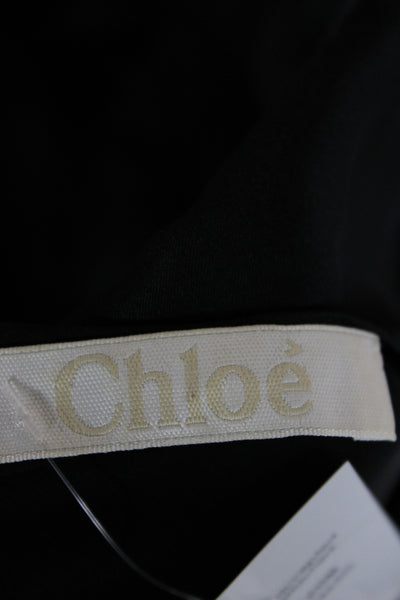Chloe Women Silk Black Shift Dress Long Sleeve Above Knee Size 36