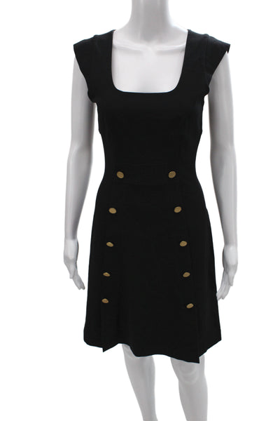 Searle Women Sheath Dress Black Square Neck Sleeveless Zip Size 2
