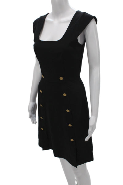 Searle Women Sheath Dress Black Square Neck Sleeveless Zip Size 2