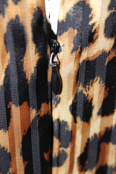 Milly Womens A-Line Dress Brown Animal Print Long Sleeve Size 4