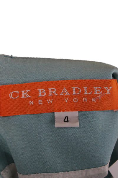 CK Bradley Women Shift Dress Blue V-Neck Sleeveless Zip Cotton Size 4