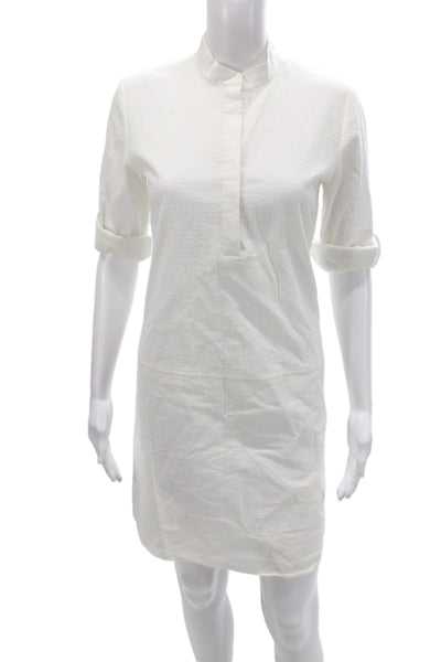 Charlotte Brody Women Shirt Dress White Collared Half Sleeve Above Knee Size S