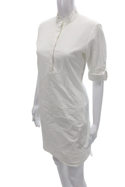 Charlotte Brody Women Shirt Dress White Collared Half Sleeve Above Knee Size S