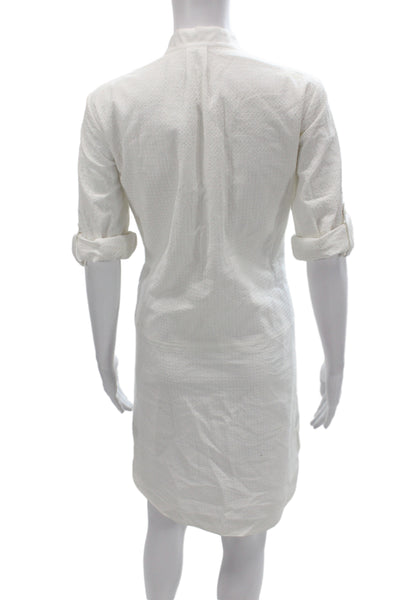 Charlotte Brody Women Shirt Dress White Collared Half Sleeve Above Knee Size S