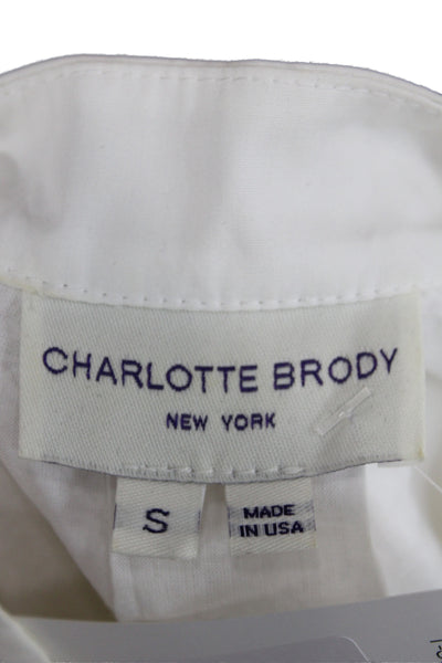 Charlotte Brody Women Shirt Dress White Collared Half Sleeve Above Knee Size S
