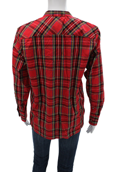 J Crew Womens Red Plaid Collared Long Sleeve Button-Up Top Size 8