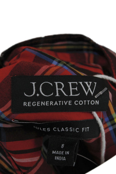 J Crew Womens Red Plaid Collared Long Sleeve Button-Up Top Size 8