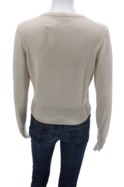 N.Peal Womens Beige Organic Cashmere Cardigan Round Neck Long Sleeve Size S