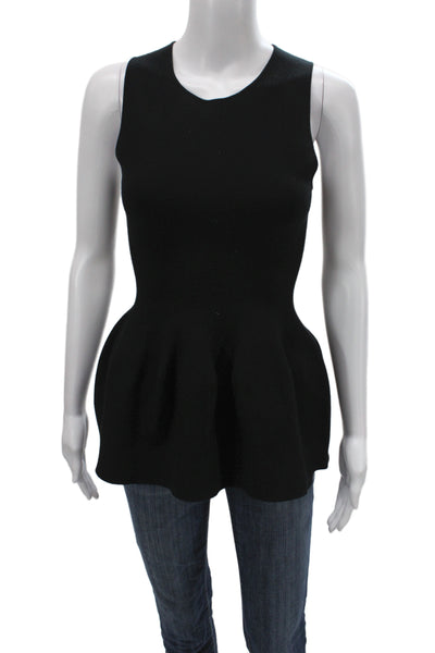 Theory Women Sleeveless Tunic Black Merino Wool Round Neck Size S