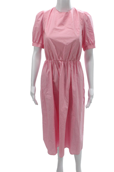Greylin Anthropologie Women Midi Dress Pink Cotton Short Sleeve Size M