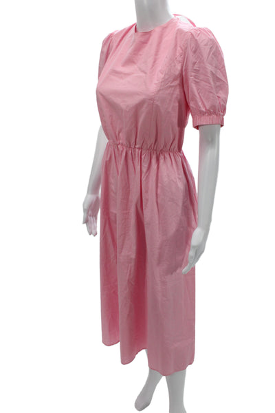 Greylin Anthropologie Women Midi Dress Pink Cotton Short Sleeve Size M