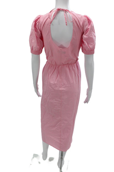 Greylin Anthropologie Women Midi Dress Pink Cotton Short Sleeve Size M