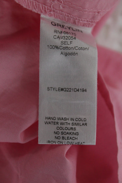 Greylin Anthropologie Women Midi Dress Pink Cotton Short Sleeve Size M
