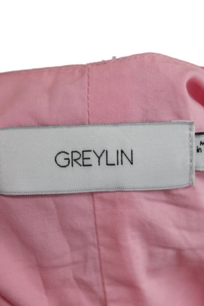 Greylin Anthropologie Women Midi Dress Pink Cotton Short Sleeve Size M