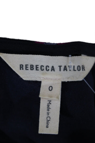 Rebecca Taylor Women Black Floral Sleeveless Round Neck Blouse Viscose Size 0