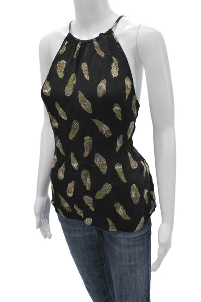 Joie Women Silk Halter Camisole Animal Print Black Sleeveless Size M