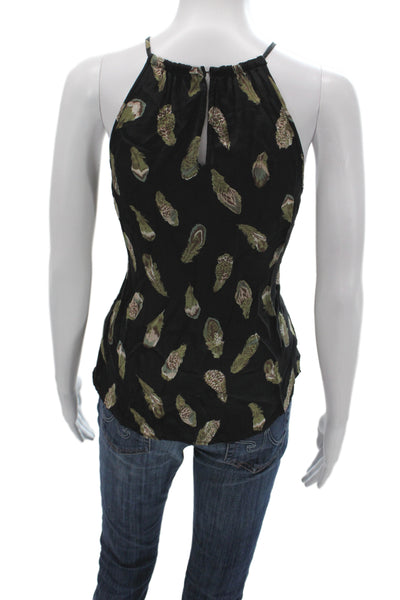 Joie Women Silk Halter Camisole Animal Print Black Sleeveless Size M