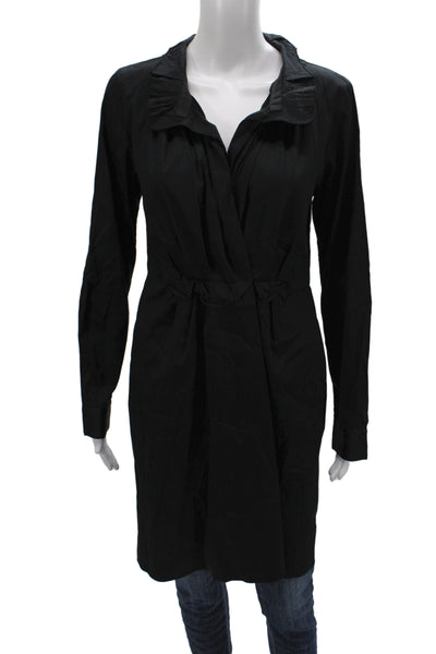 Elie Tahari Womens Black Collared Shirt Dress Long Sleeve Cotton Size 6