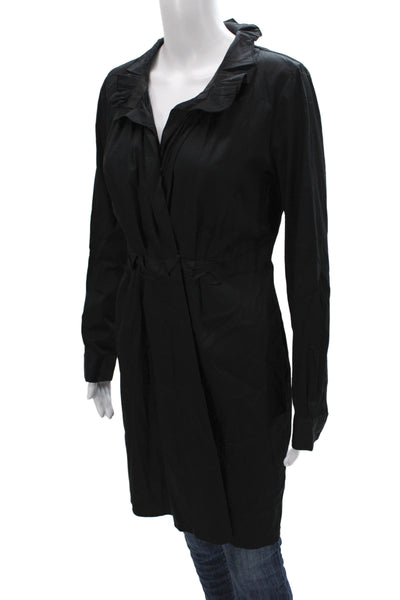 Elie Tahari Womens Black Collared Shirt Dress Long Sleeve Cotton Size 6