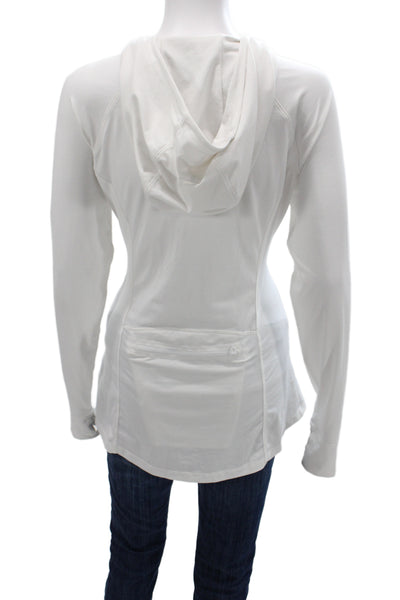 Athleta Women Track Jacket White Zip Long Sleeve Size L