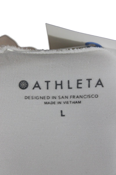 Athleta Women Track Jacket White Zip Long Sleeve Size L