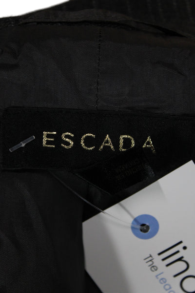 Escada Womens Gray Striped Wool Basic Jacket Button Long Sleeve Size 36