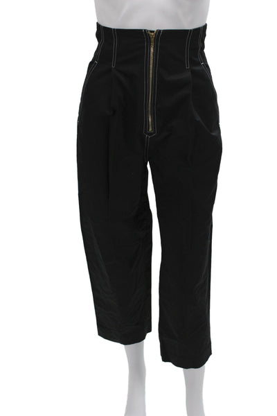Sandro Womens Cropped Black Cotton Pants Size 34