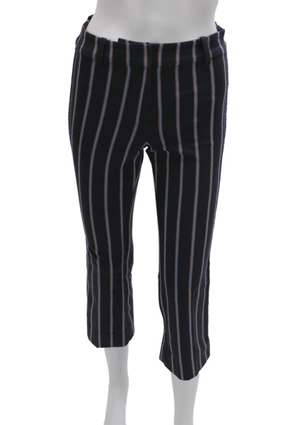 Derek Lam 10 Crosby Women Cropped Striped Blue Cotton Pants Size 00