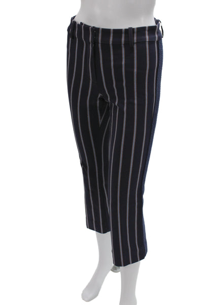 Derek Lam 10 Crosby Women Cropped Striped Blue Cotton Pants Size 00