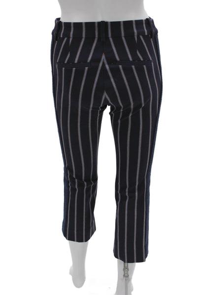 Derek Lam 10 Crosby Women Cropped Striped Blue Cotton Pants Size 00