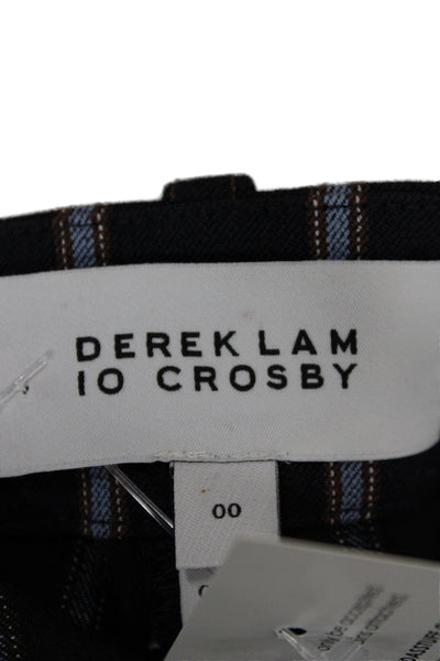Derek Lam 10 Crosby Women Cropped Striped Blue Cotton Pants Size 00