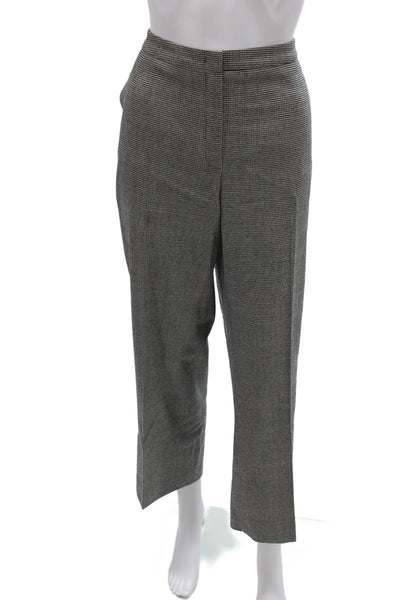 Escada Women Gray Check Virgin Wool Dress Pants Size 42