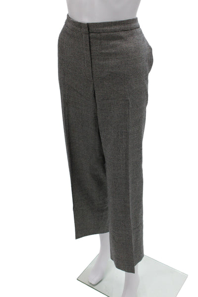 Escada Women Gray Check Virgin Wool Dress Pants Size 42