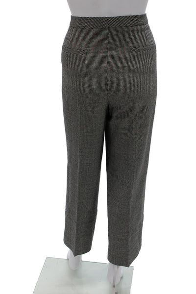 Escada Women Gray Check Virgin Wool Dress Pants Size 42