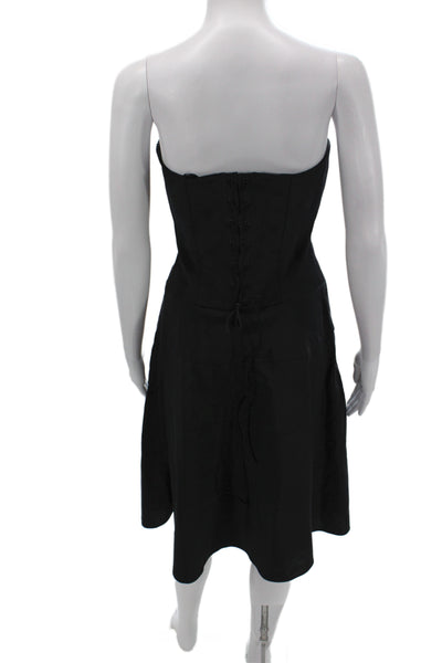 Nicole Miller Collection Women Fit & Flare Black Lace Up Dress Size 4