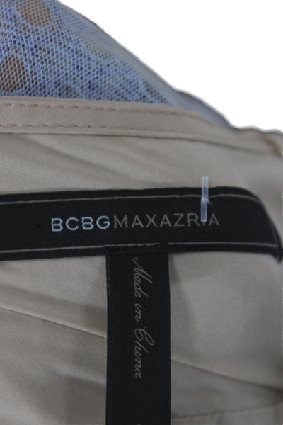 BCBGMAXAZRIA Womens Fit & Flare Blue Geometric V Neck Mini Dress Size 0