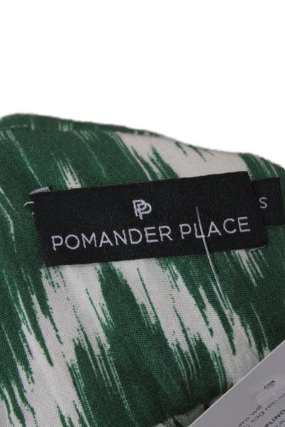 Pomander Place Women Mini Dress Green Chevron V-Neck Long Sleeve Rayon Size S