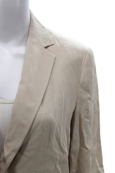 Zara Women Basic Jacket Beige Viscose Button Long Sleeve Classic Size S