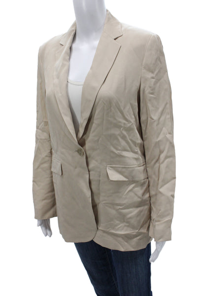 Zara Women Basic Jacket Beige Viscose Button Long Sleeve Classic Size S