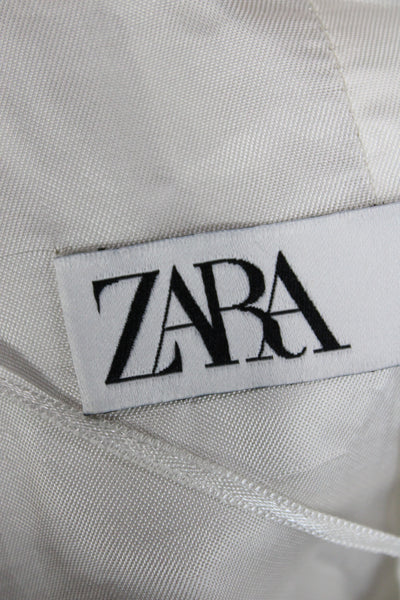 Zara Women Basic Jacket Beige Viscose Button Long Sleeve Classic Size S
