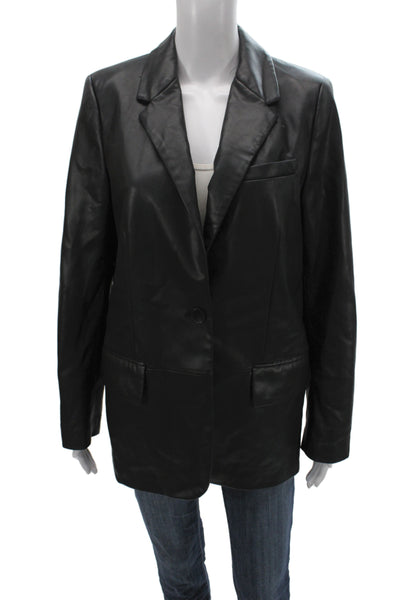 Zara Womens Basic Jacket Black Polyurethane Long Sleeve Solid Size S