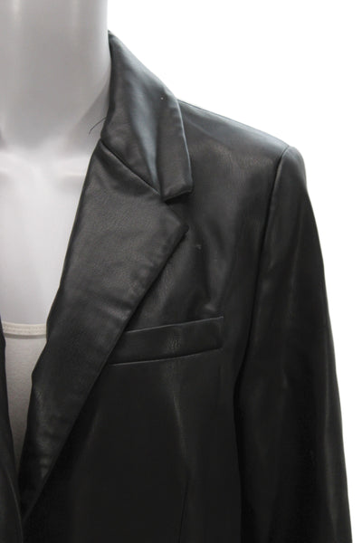 Zara Womens Basic Jacket Black Polyurethane Long Sleeve Solid Size S