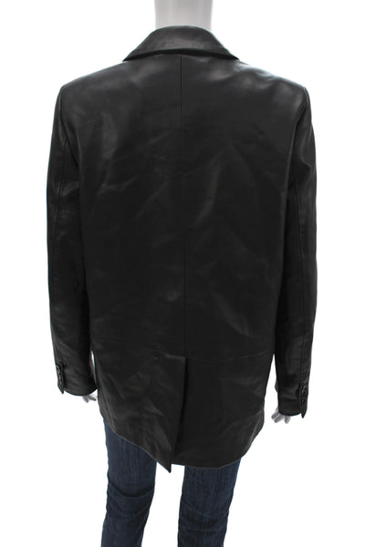 Zara Womens Basic Jacket Black Polyurethane Long Sleeve Solid Size S
