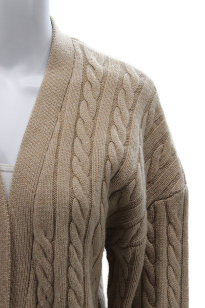 Ronny Kobo Womens Beige V-Neck Wool Cardigan Long Sleeve Solid Size S