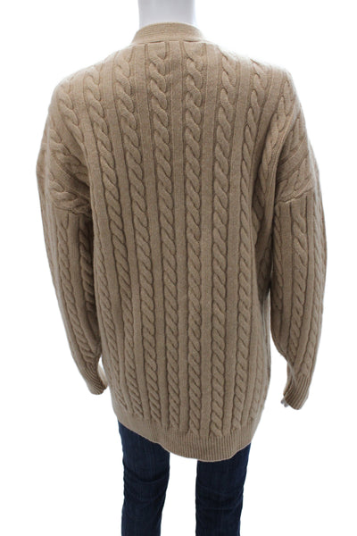 Ronny Kobo Womens Beige V-Neck Wool Cardigan Long Sleeve Solid Size S